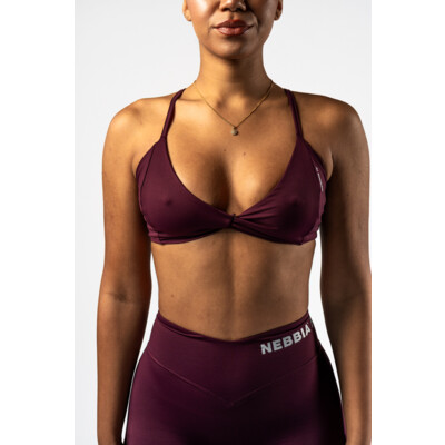 Nebbia Medium-Support Sports Bra TWIST-KNOT 423 dark red