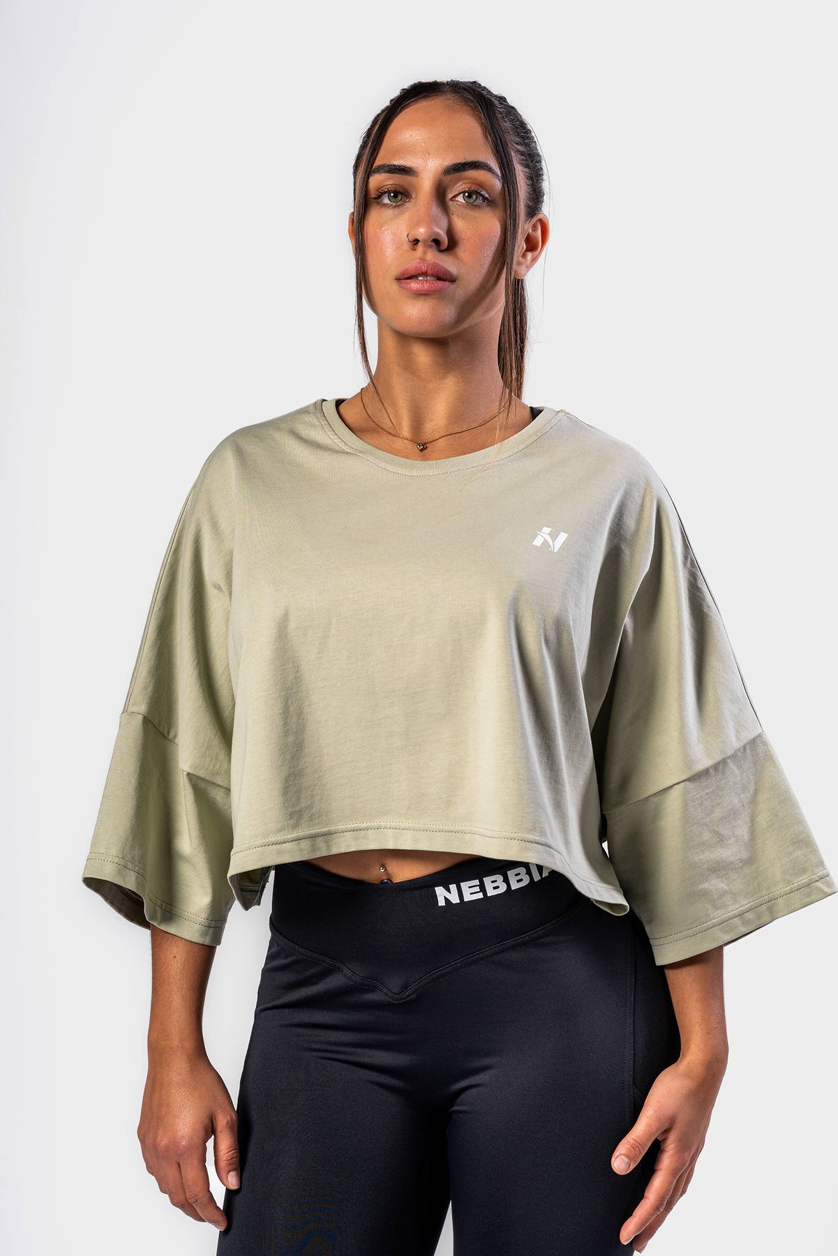 Nebbia Oversized Cropped Tee JUST FLOW 431 light green XS / S