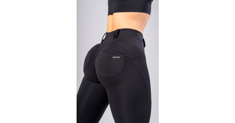 NEBBIA Pantaloni a vita alta aspetto lucido Bubble Butt 586, nero, S