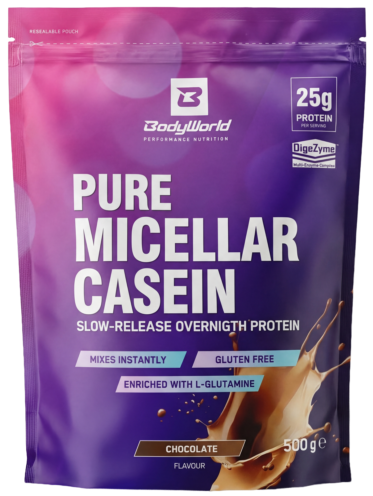 BodyWorld Pure Micellar Casein 500 g čokoláda