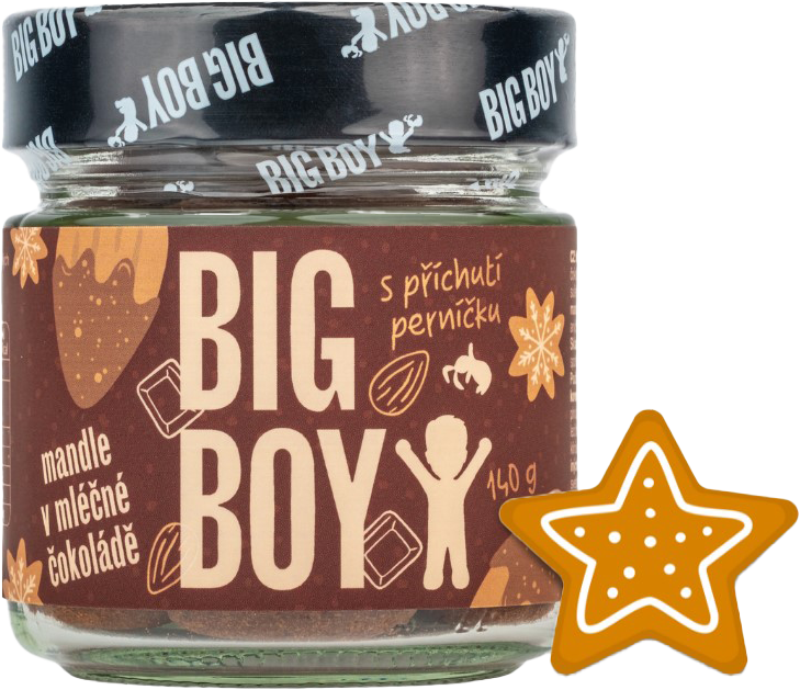 Big Boy Almonds in milk chocolate with gingerbread spice 140 g mandula tejcsokoládéban, mézeskalács fűszerrel