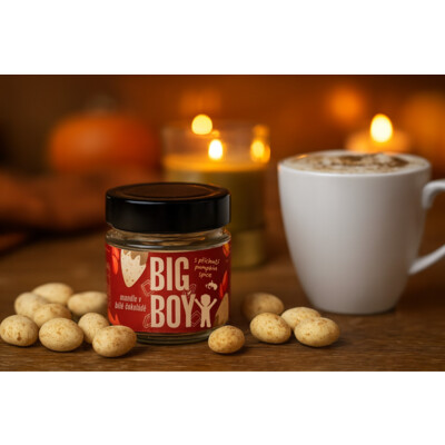 Big Boy Almonds in white chocolate with pumpkin spice latte flavour 140 g