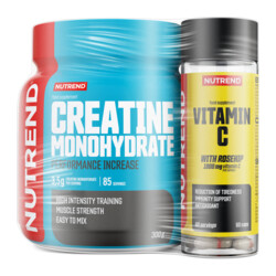 Nutrend Creatine Monohydrate 300 g + Vitamin C 1000 mg so šípkami 60 kapsúl