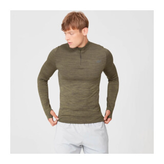 MyProtein Men's Sculpt Seamless 1/4 Zip Top light olive