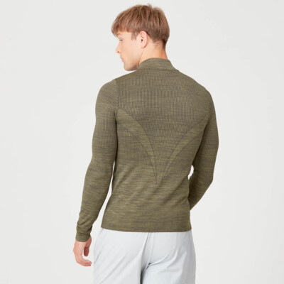 MyProtein Men's Sculpt Seamless 1/4 Zip Top light olive