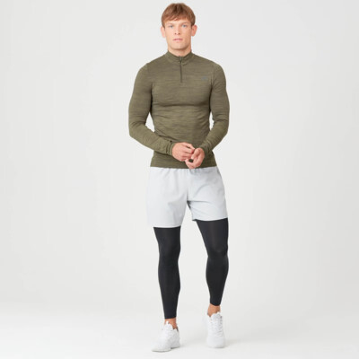 MyProtein Men's Sculpt Seamless 1/4 Zip Top light olive