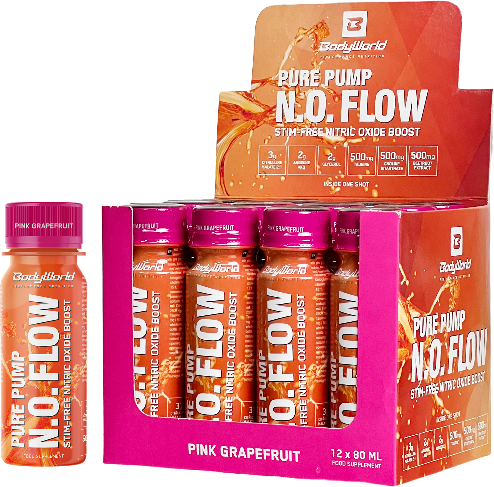 12x BodyWorld N.O. Flow 80 ml růžový grapefruit