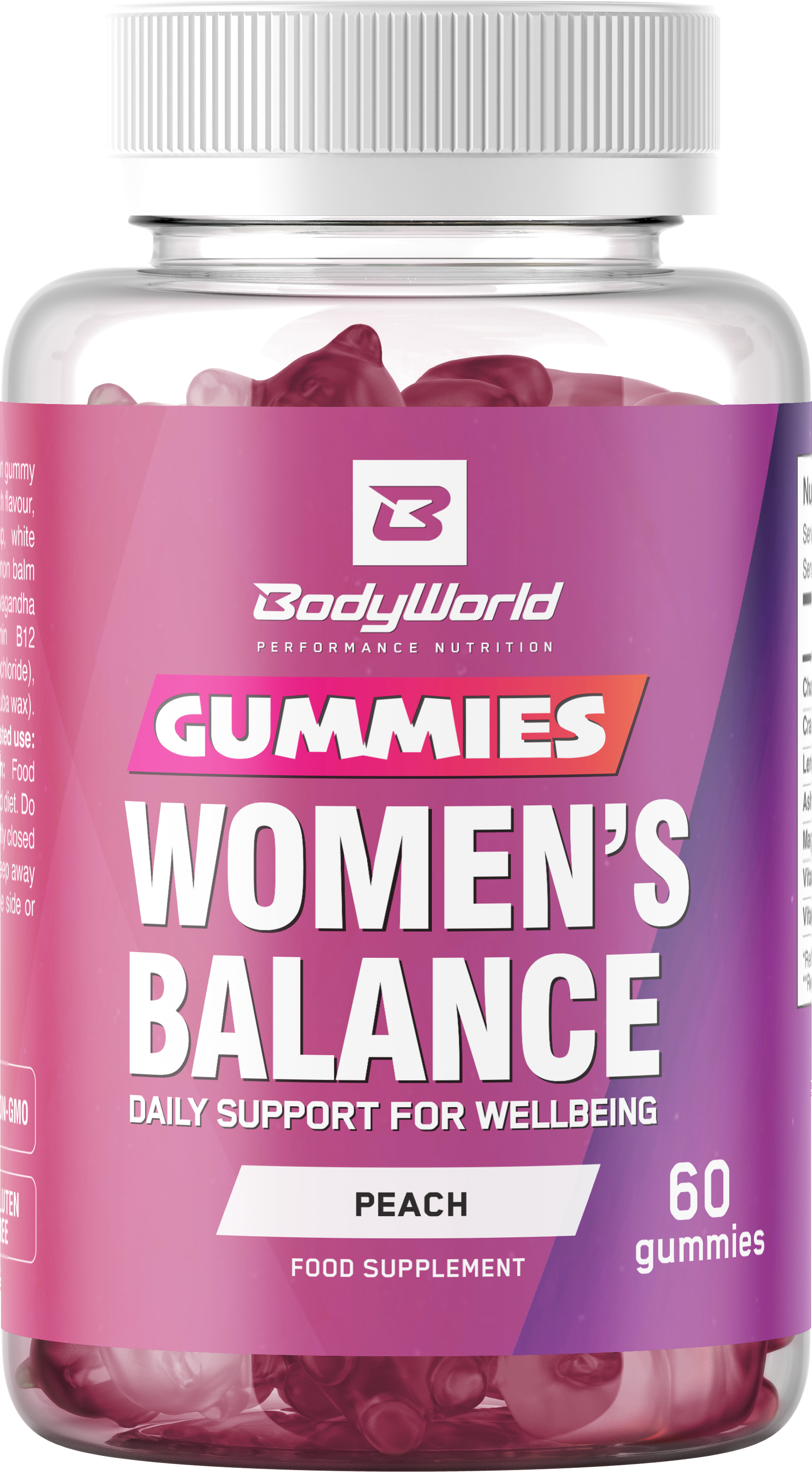 BodyWorld Women’s Balance Gummies 60 bonbonů broskev