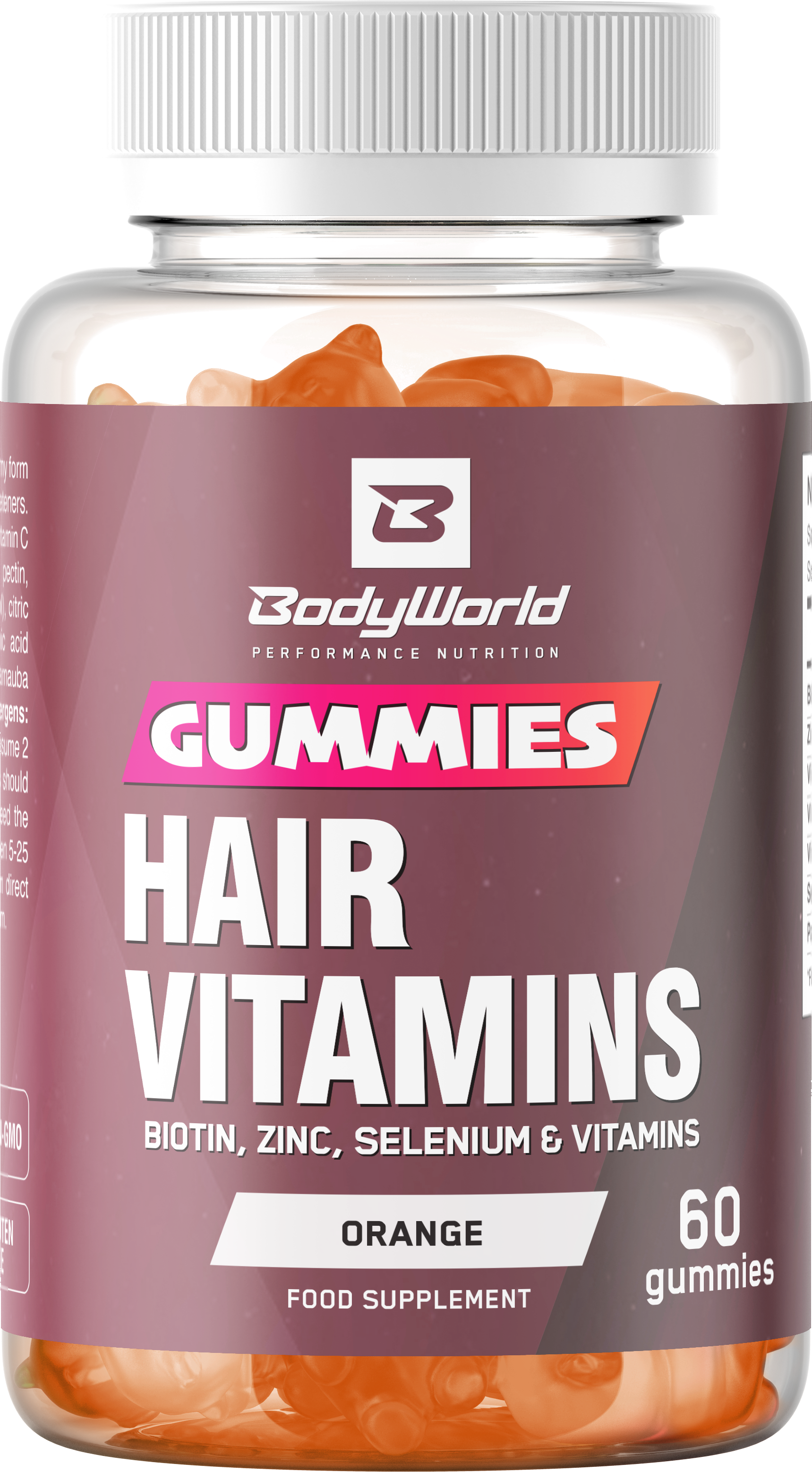 BodyWorld Hair Vitamins Gummies 60 bonbonů pomeranč