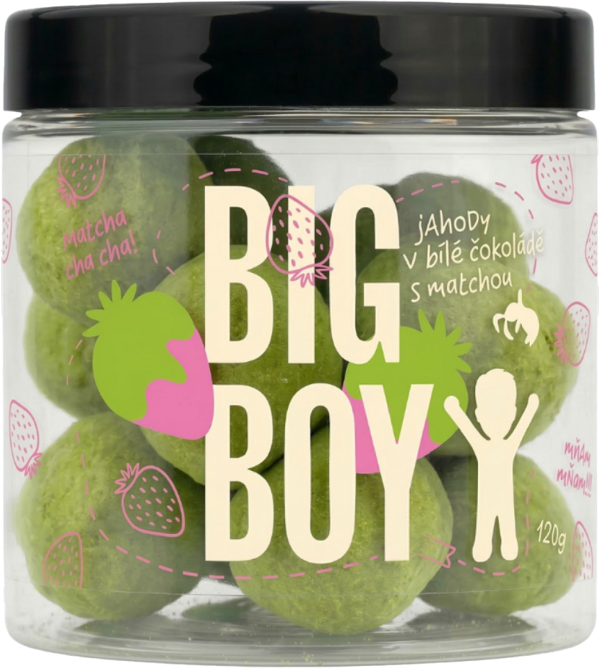 Big Boy Căpșuni învelite în ciocolată albă cu matcha 120 g căpșuni învelite în ciocolată albă cu matcha