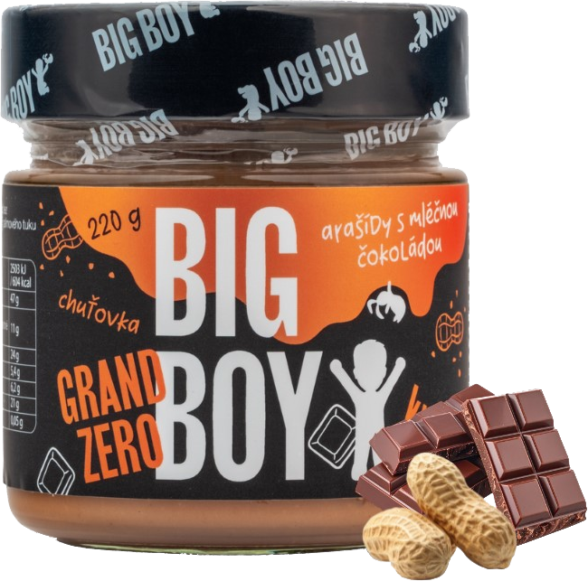 Levně Big Boy Grand Zero s mléčnou čokoládou 220 g arašídy s mléčnou čokoládou