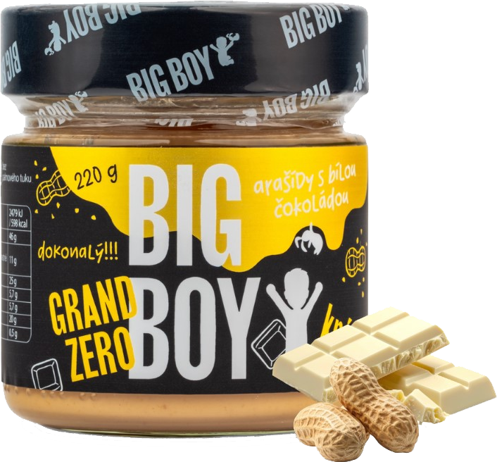 Levně Big Boy Grand Zero s bílou čokoládou 220 g arašídy s bílou čokoládou