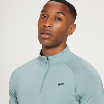 MyProtein Men's Linear Mark Graphic Training 1/4 Zip ice blue