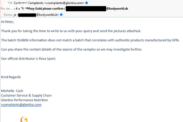 Optimum Nutrition Gold Standard Whey FAKE vs ORIGINAL emailová konfirmace fakule